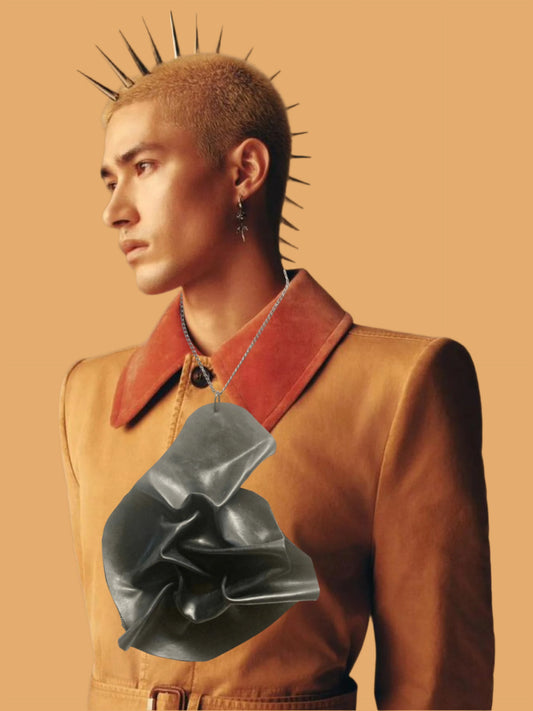 BLACK FLOWER LEATHER NECKLACE