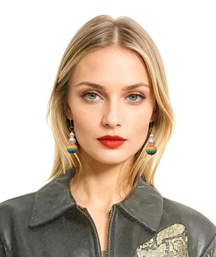 RAINBOW BALL EARRINGS