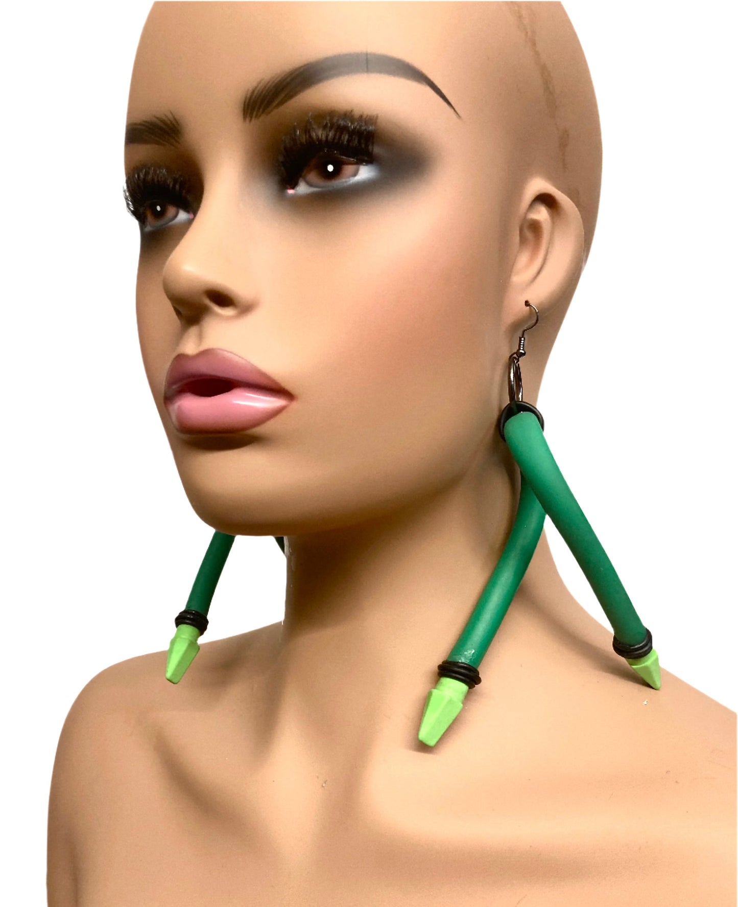 LATEX GREEN X EARRINGS