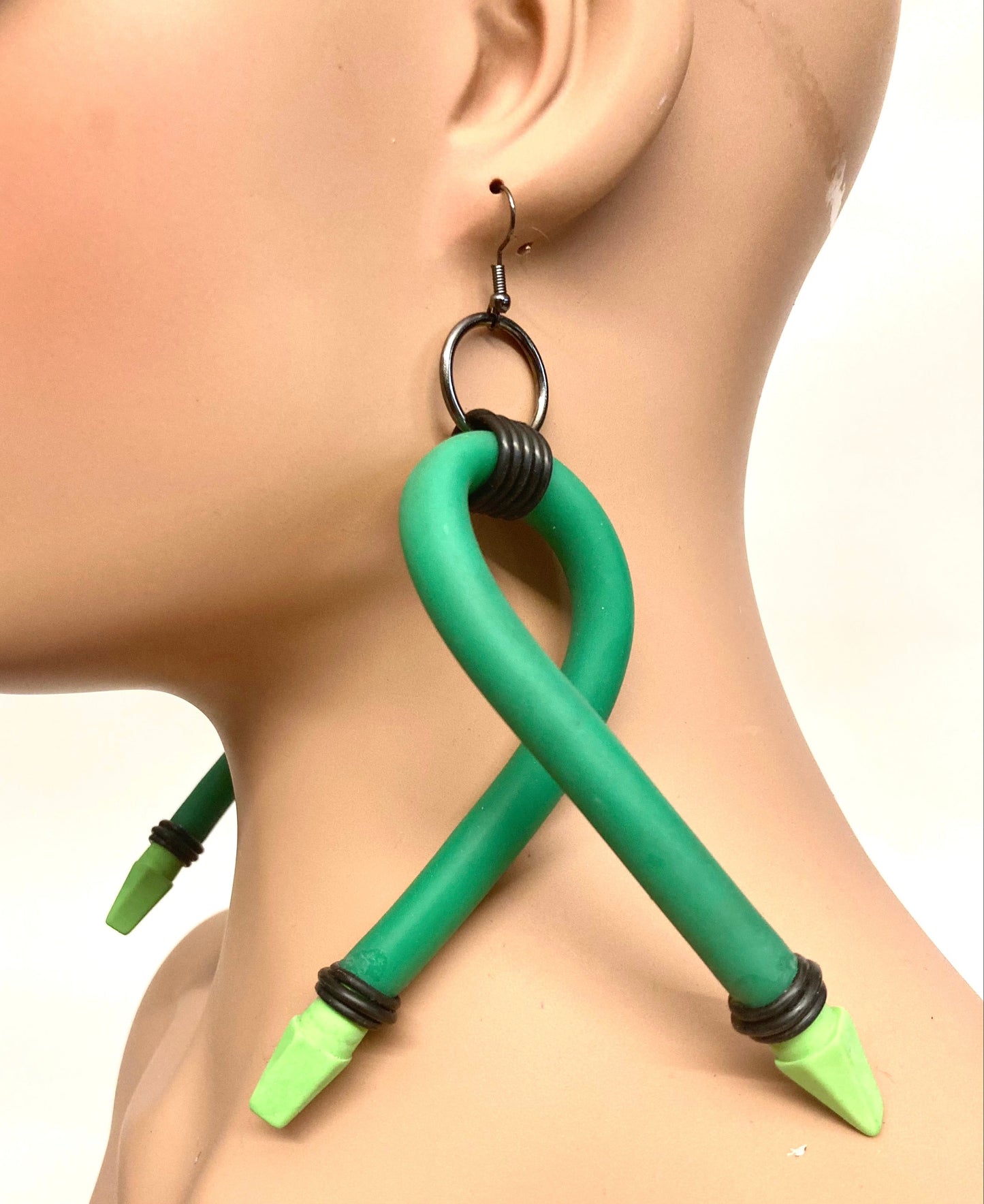 LATEX GREEN X EARRINGS