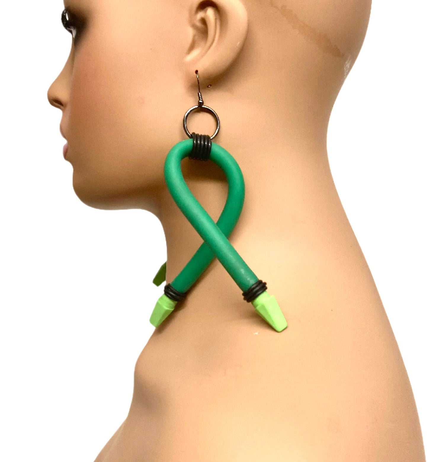 LATEX GREEN X EARRINGS