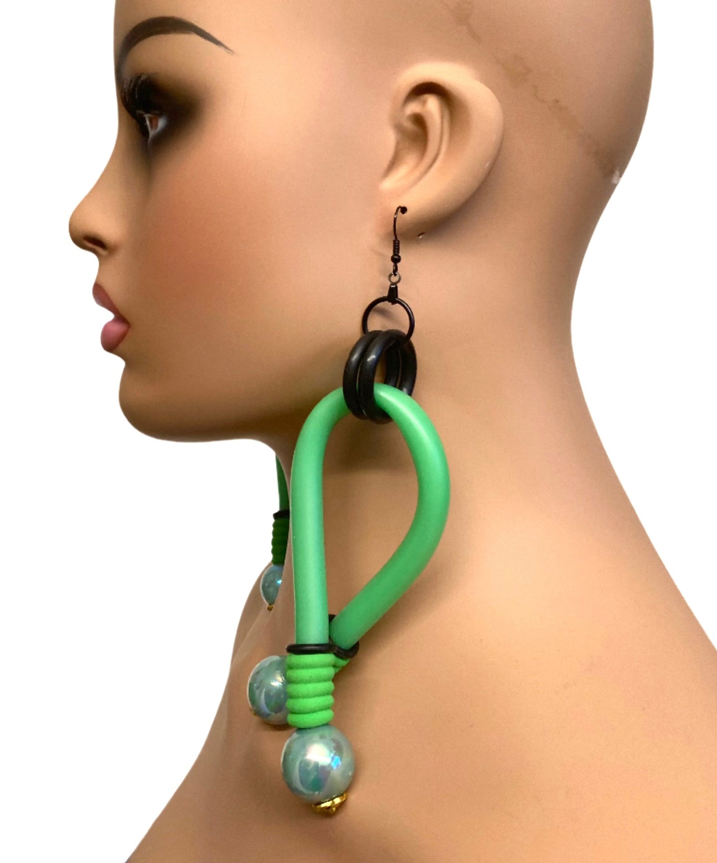 GREEN TWISTEX EARRINGS