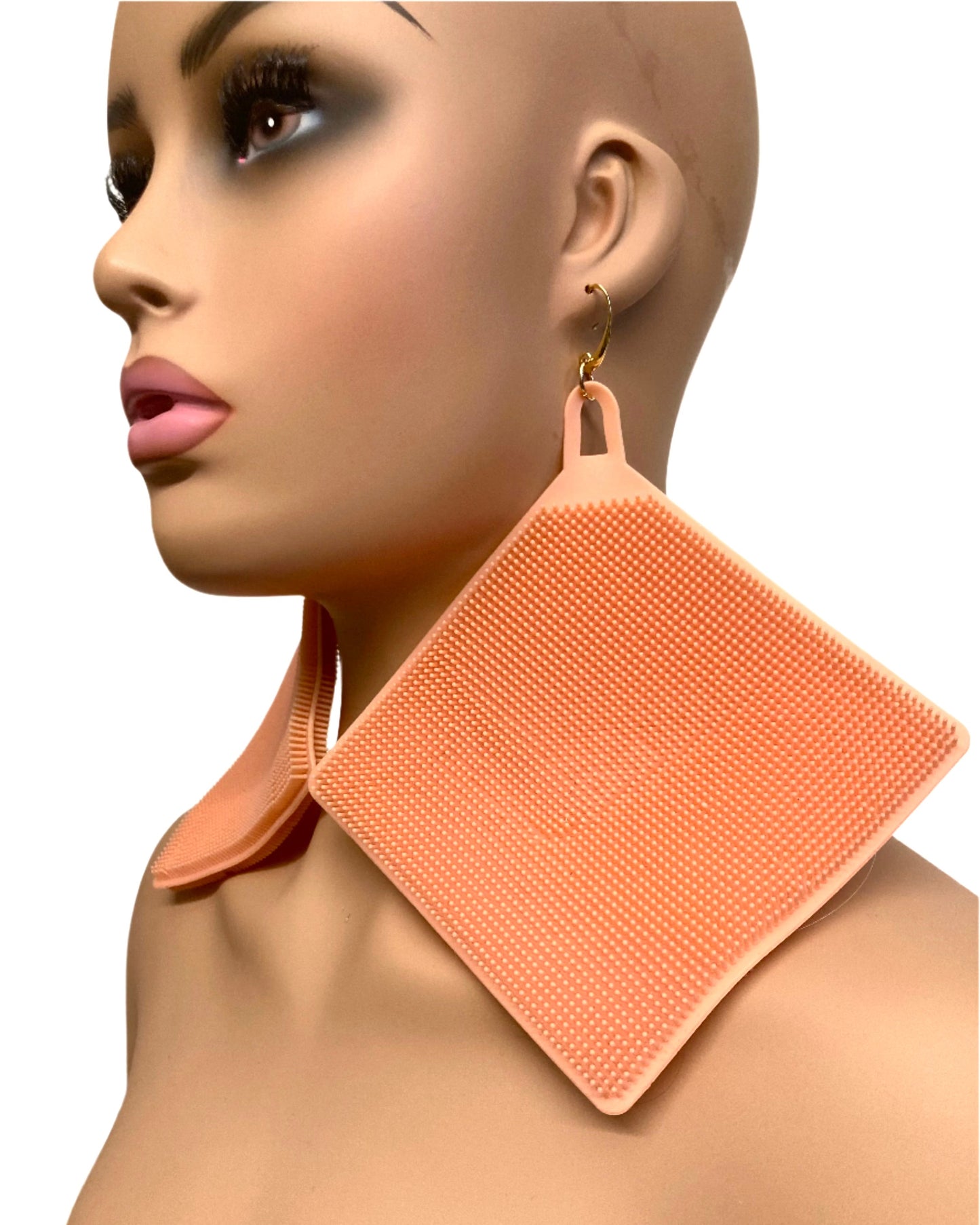 TANGERINA SPIKY RUBBER EARRINGS