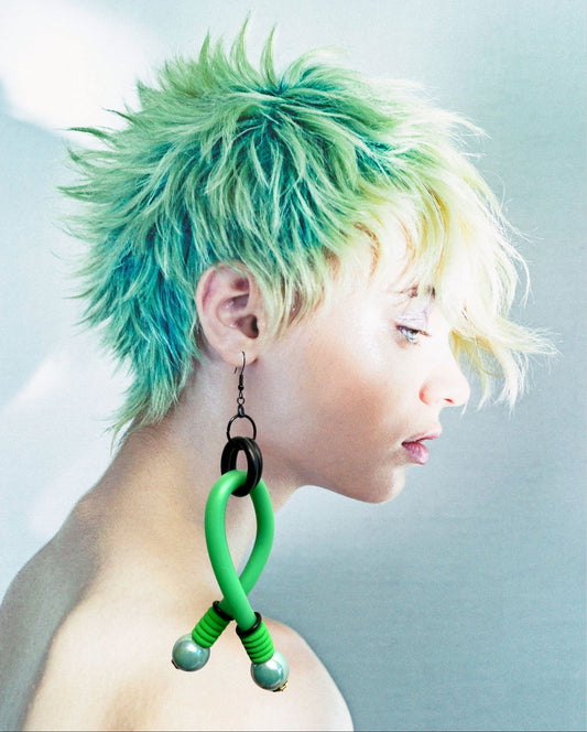 GREEN TWISTEX EARRINGS