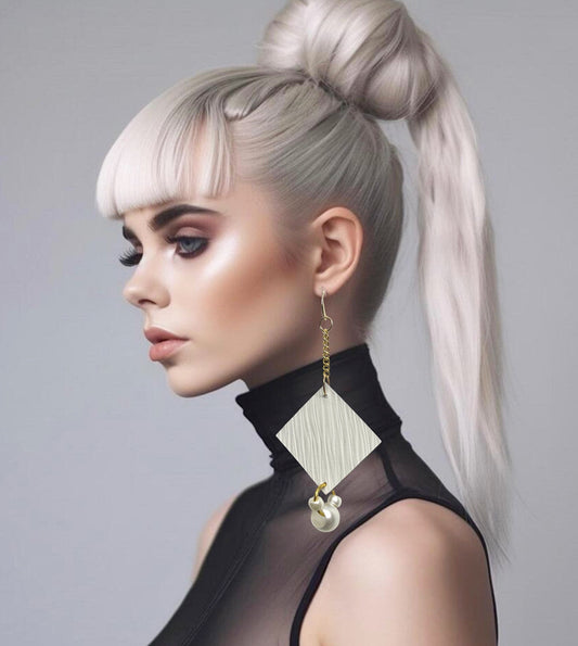 LEATHER DIAMOND EARRINGS