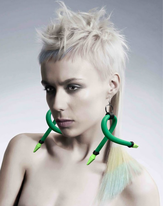 LATEX GREEN X EARRINGS